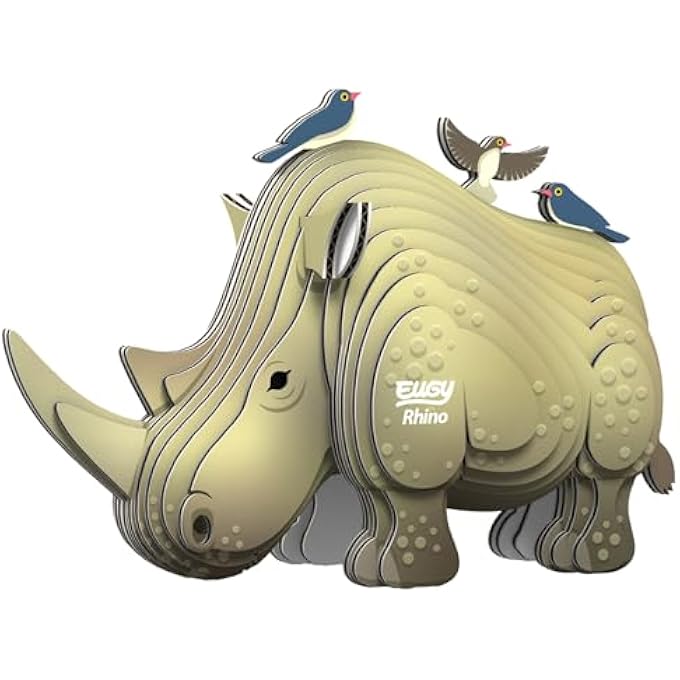 RHINO 3D PUZZLE, 24 PIECE ECO-FRIENDLY EDUCATIONAL TOY PUZZLES FOR BOYS, GIRLS & KIDS AGES 6+ - Image 1